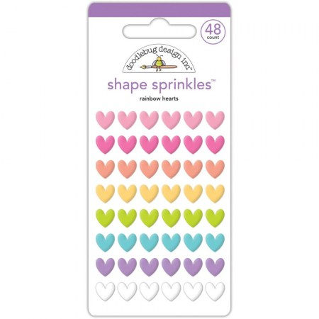 Набор эмалевых стикеров Rainbow Hearts, Doodlebug Sprinkles Adhesive Glossy Enamel Shapes, 48 элементов , купить - БлагоЛис