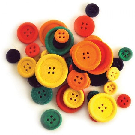 Набор пуговиц деревянных цветных 10, 16 и 27 мм, 10 штук (случайный выбор), "Krafty kids", США , купить - БлагоЛис