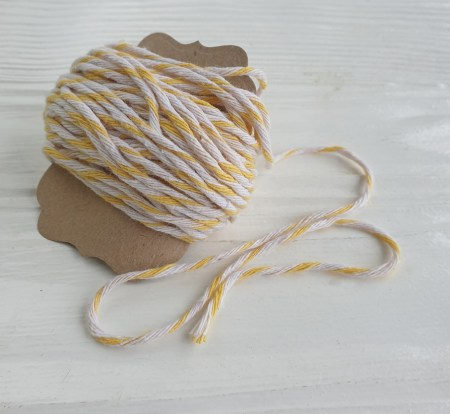 Хлопковый меланжевый шнур, 3 мм, белый с желтым, 1 ярд, купить - БлагоЛис