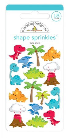 Набор эмалевых стикеров Dino-Mite, Doodlebug Sprinkles Adhesive Glossy Enamel Shapes, 15 элементов, купить - БлагоЛис