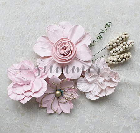 Набор цветов Classic sparkle rose, 4 штуки + веточки, ТМ Summer Studio, купить - БлагоЛис