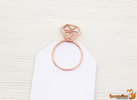 Декоративная скрепка "Кольцо с камнем" розовое золото, высота 3,3 см., купить - БлагоЛис