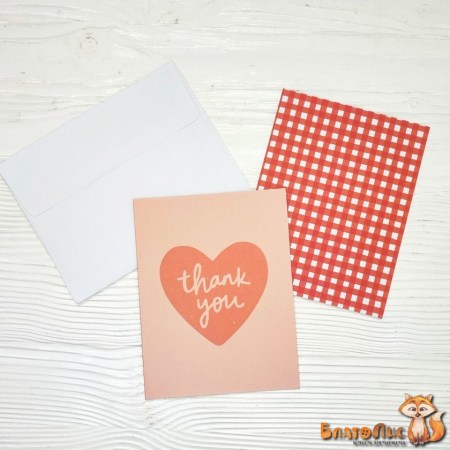 Набор открытка с конвертом "Thank you", 10.5х14 см., коллекция "Picnic in the park", Amy Tangerine, купить - БлагоЛис