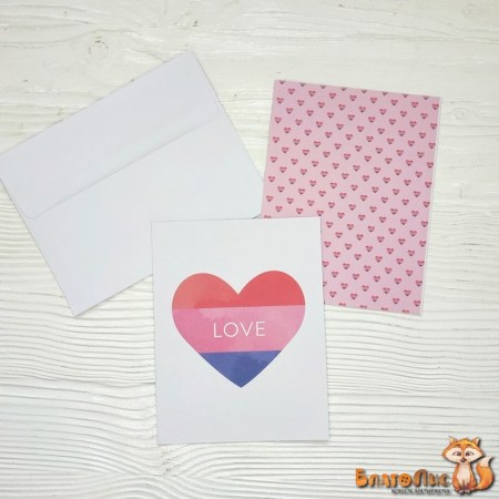 Набор открытка с конвертом "Love", 10.5х14 см., коллекция "Bloom street", ТМ Pink Paislee, купить - БлагоЛис