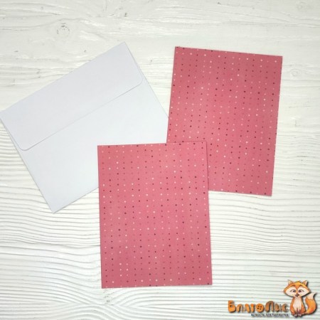 Набор открытка с конвертом "Дотсы на розовом", 10.5х14 см., коллекция "Truly Grateful", ТМ Pink Paislee, купить - БлагоЛис