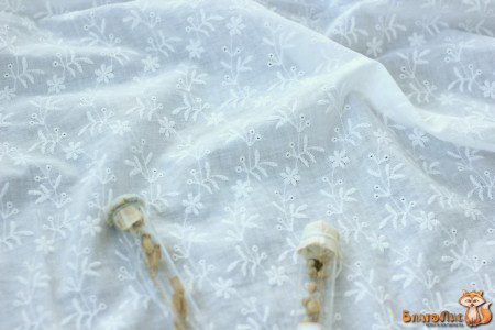 Шитье хлопковое "Цветущая ветка", цвет белый, отрез 50х33 см, купить - БлагоЛис