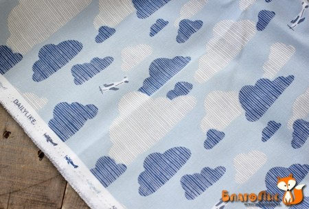 Ткань Dailylike Оксфорд  "Голубые облака", 100% хлопок, плотность 220г/м2, отрез 75х45 см , купить - БлагоЛис