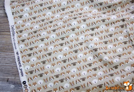 Ткань Dailylike "Собачки", 100% хлопок, плотность С20 (165г/м2), отрез 55х45 см   , купить - БлагоЛис