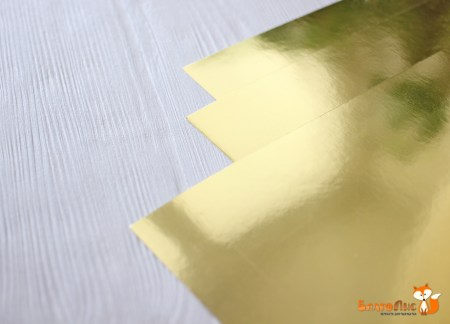 Дизайнерский картон зеркальный, золото, плотность 320 грамм, лист 35 х 50 см, купить - БлагоЛис