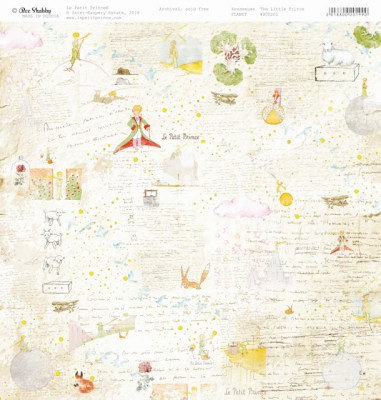 Набор бумаги, The Little Prince, 8 двусторонних листов + лист бонус (оборот обложки), 30,5 х 30,5 см, 190 грамм, ТМ Bee Shabby 