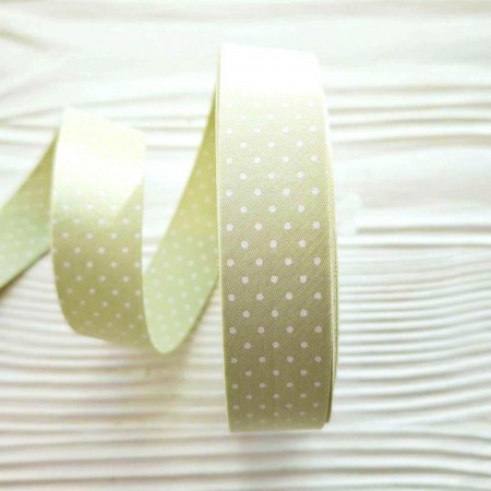 Лента двусторонняя "Горошки", светло-зеленая, 25 мм., цена за 1 ярд (90 см), купить - БлагоЛис