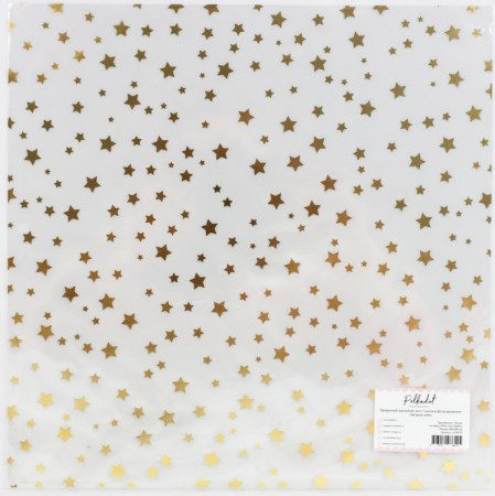 Прозрачный ацетатный лист с золотым фольгированием "Звёздное небо", размер 30,5 х 30,5 см, ТМ Polkadot, купить - БлагоЛис